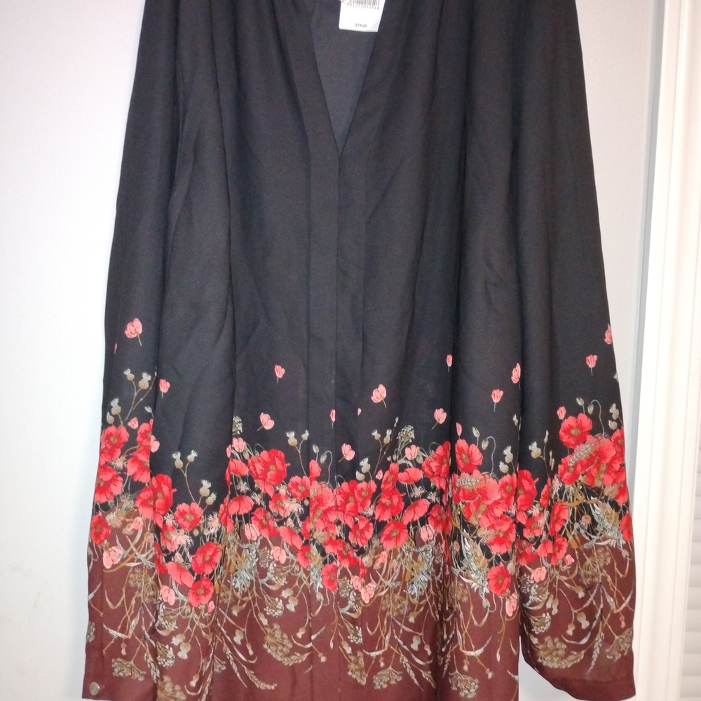 Black Poppy Floral Button Down Shirt